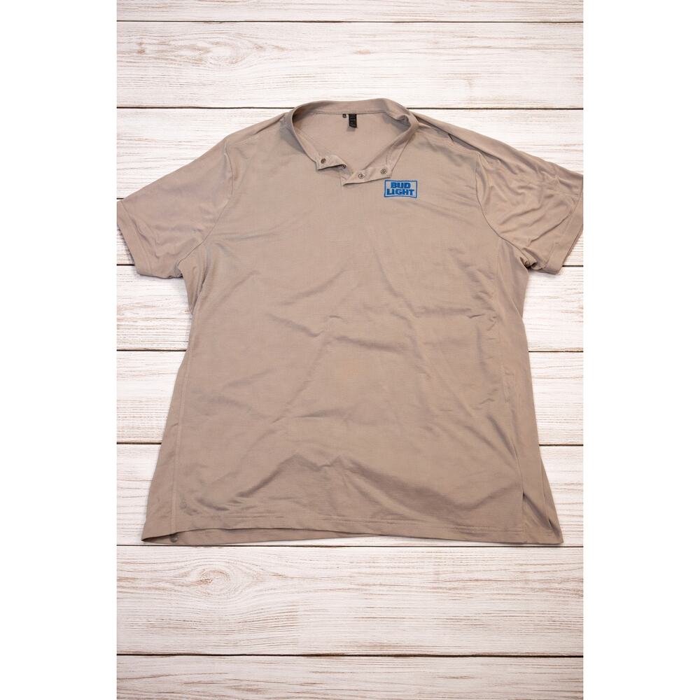 Adidas Bud Light Polo Shirt Mens 3XL Beige Performance Golf Casual Logo - Picture 2 of 7